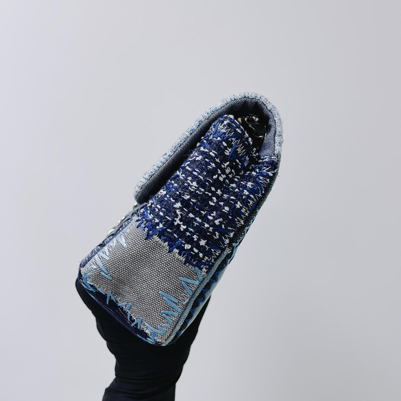 Denim Patchwork Medium Flap Blue