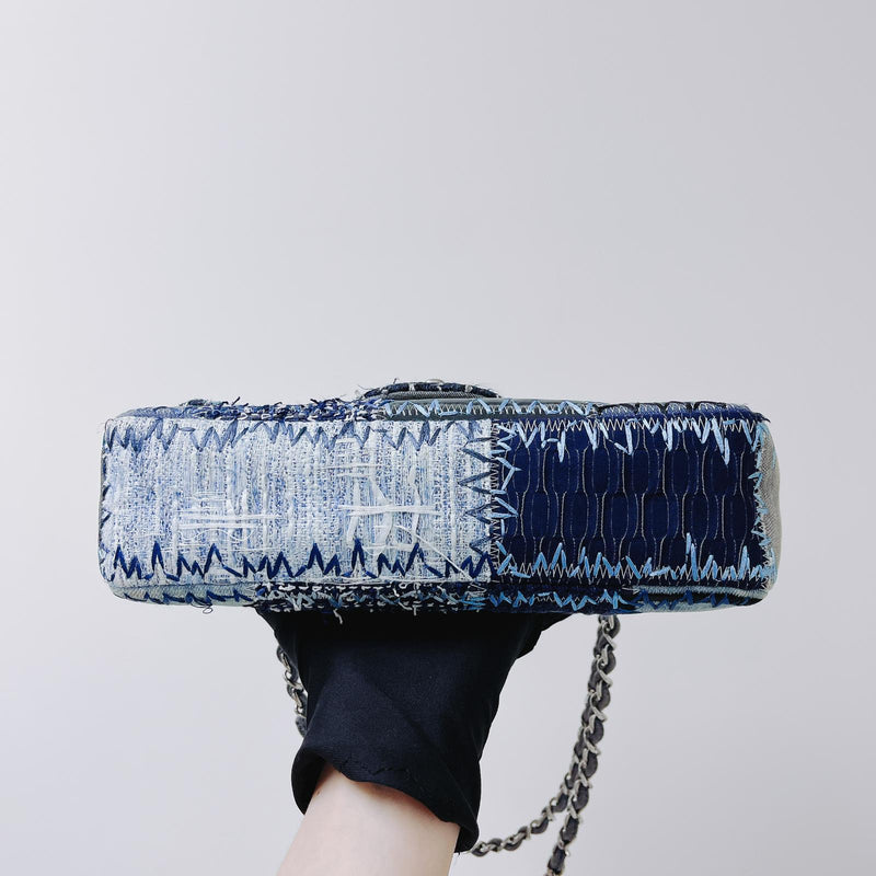Denim Patchwork Medium Flap Blue