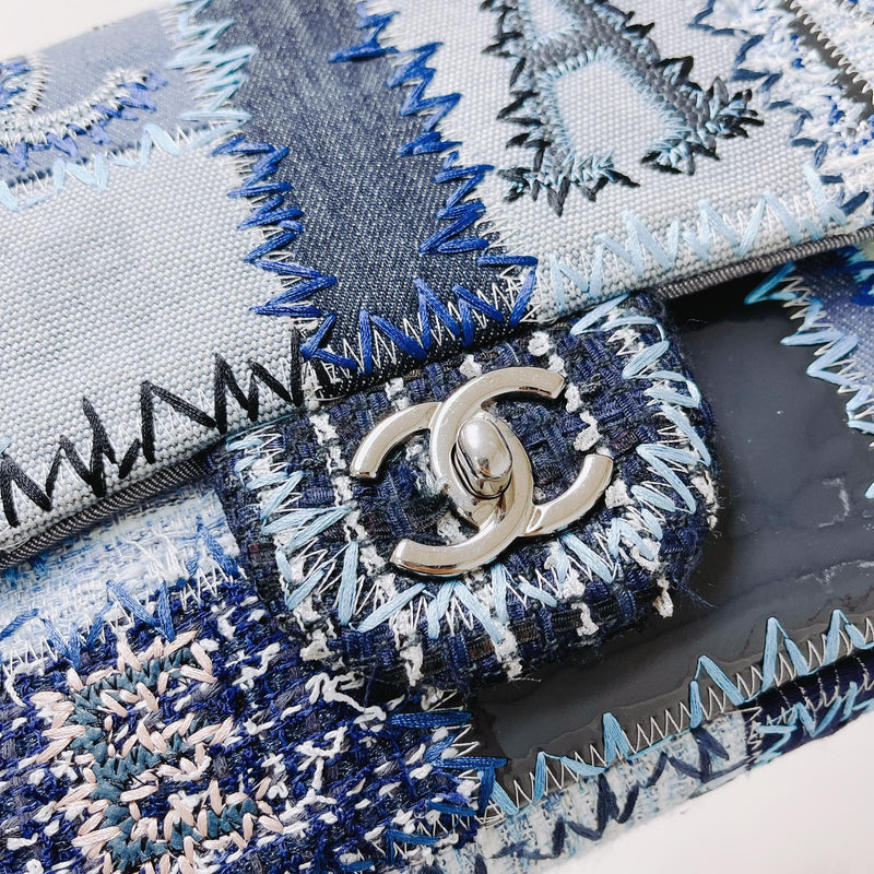 Denim Patchwork Medium Flap Blue