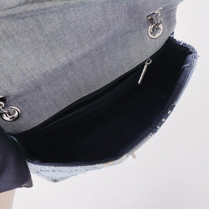 Denim Patchwork Medium Flap Blue