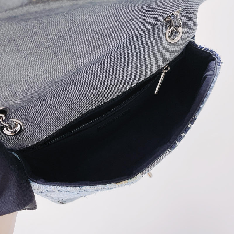 Denim Patchwork Medium Flap Blue