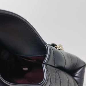 Calfskin Chevron Stitched Coco Belt Bag Black with LGHW
