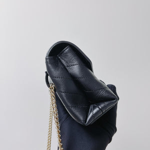 Calfskin Chevron Stitched Coco Belt Bag Black with LGHW