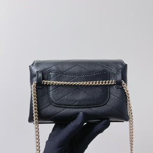 Calfskin Chevron Stitched Coco Belt Bag Black with LGHW