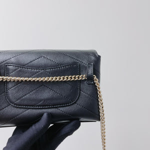 Calfskin Chevron Stitched Coco Belt Bag Black with LGHW