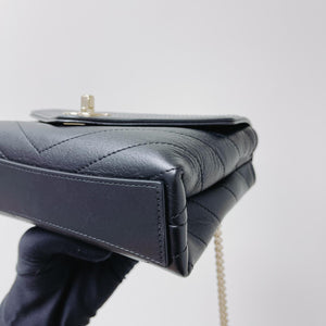 Calfskin Chevron Stitched Coco Belt Bag Black with LGHW