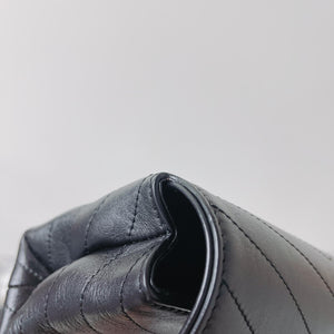 Calfskin Chevron Stitched Coco Belt Bag Black with LGHW