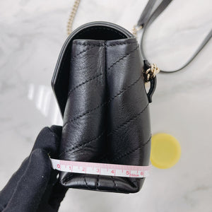 Calfskin Chevron Stitched Coco Belt Bag Black with LGHW
