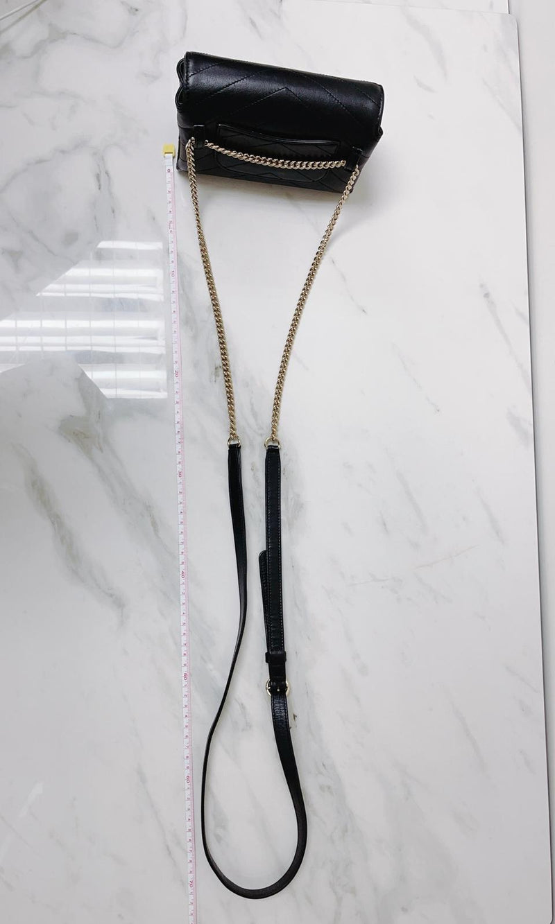 Calfskin Chevron Stitched Coco Belt Bag Black with LGHW