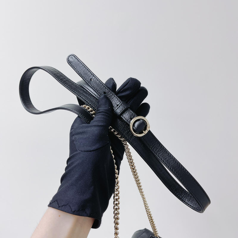 Calfskin Chevron Stitched Coco Belt Bag Black with LGHW