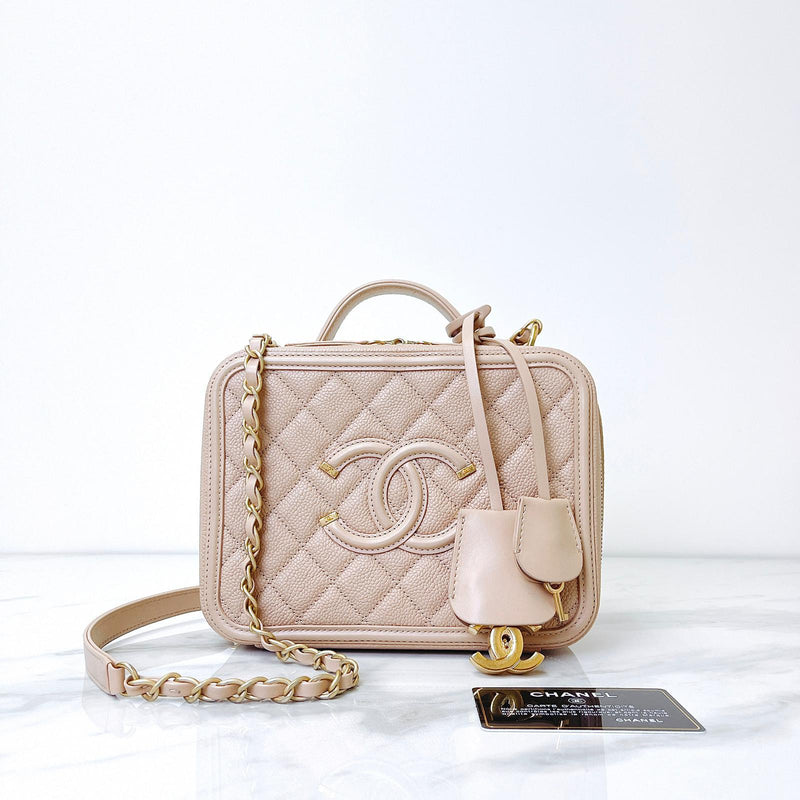 Chanel Beige Quilted Caviar Top Handle Small CC Filigree Vanity Case Pale Gold  Hardware, 2019 Available For Immediate Sale At Sotheby's