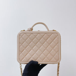 CC Medium Caviar Quilted Vanity Case Beige