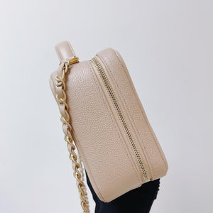 CC Medium Caviar Quilted Vanity Case Beige