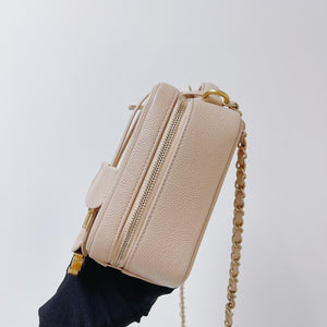 CC Medium Caviar Quilted Vanity Case Beige