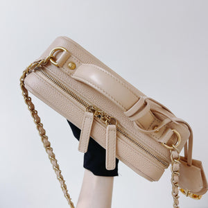 CC Medium Caviar Quilted Vanity Case Beige
