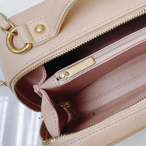 CC Medium Caviar Quilted Vanity Case Beige