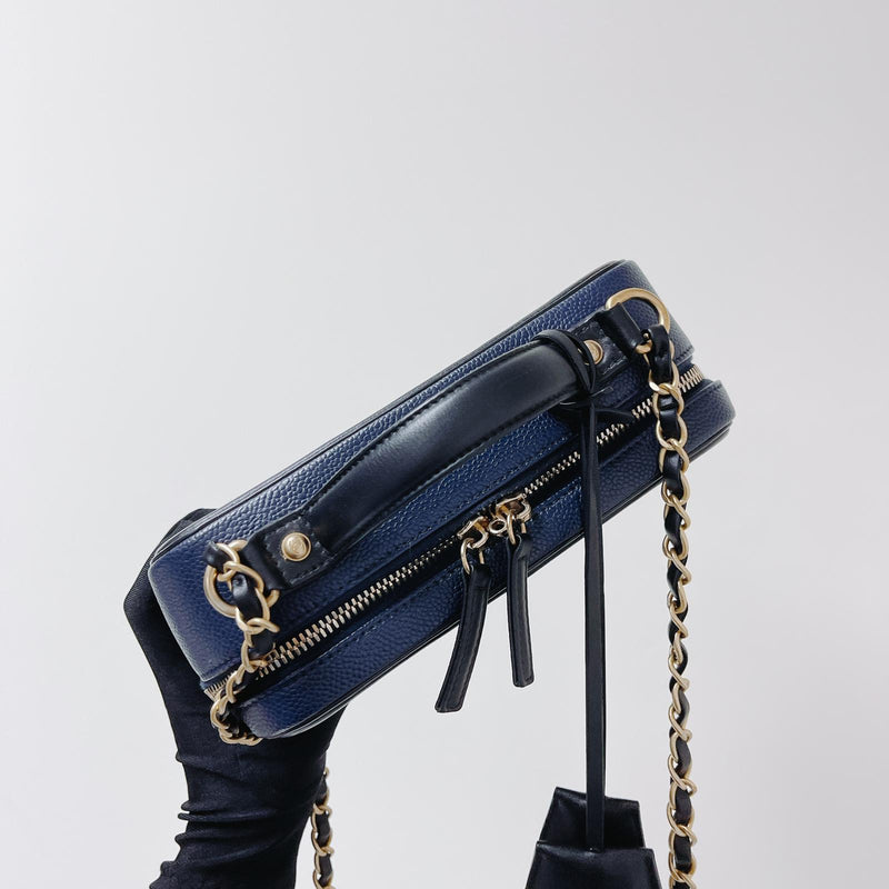 CC Filigree Medium Caviar Quilted Vanity Case Blue/Black