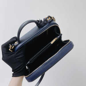 CC Filigree Medium Caviar Quilted Vanity Case Blue/Black