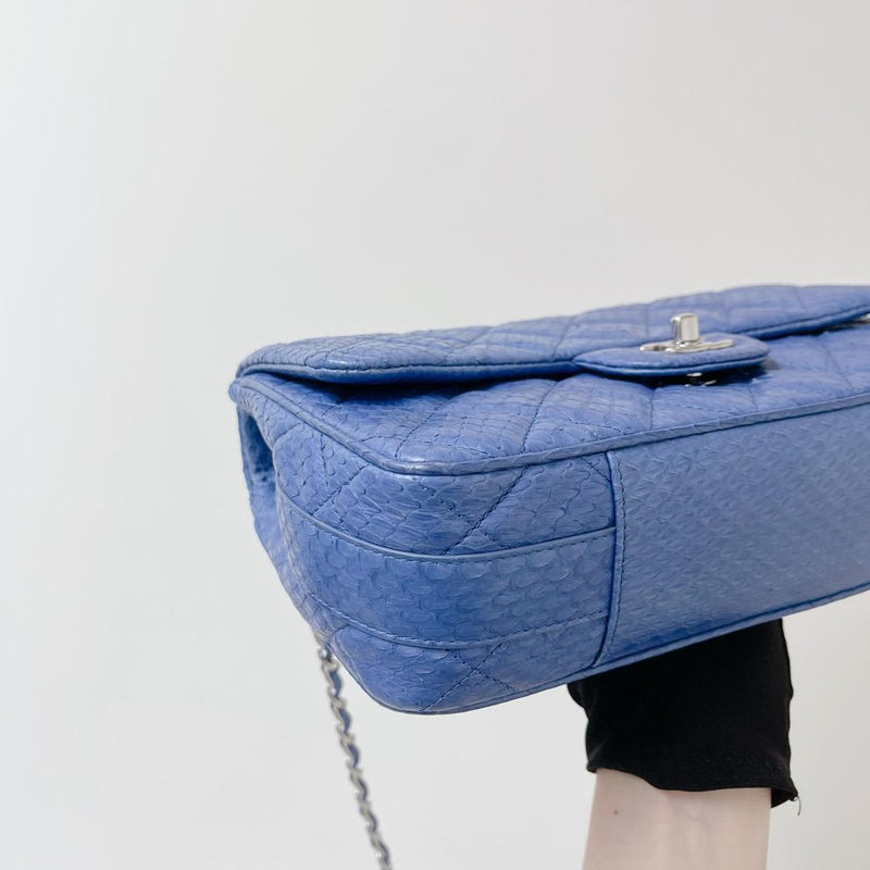 Easy Carry Medium Snakeskin Flap Blue
