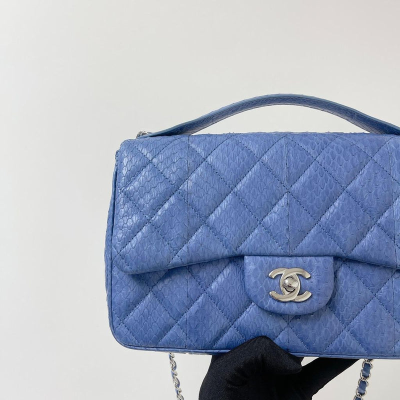 Easy Carry Medium Snakeskin Flap Blue
