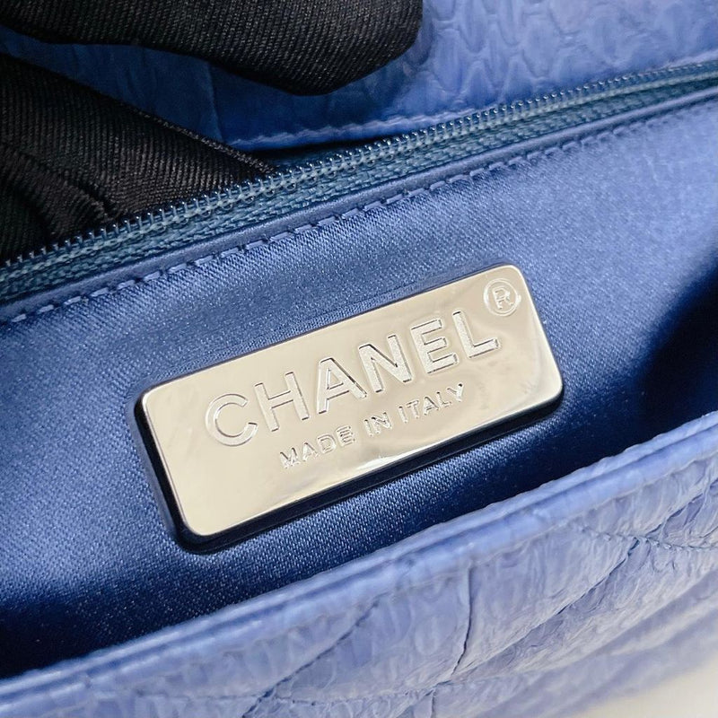 Easy Carry Medium Snakeskin Flap Blue