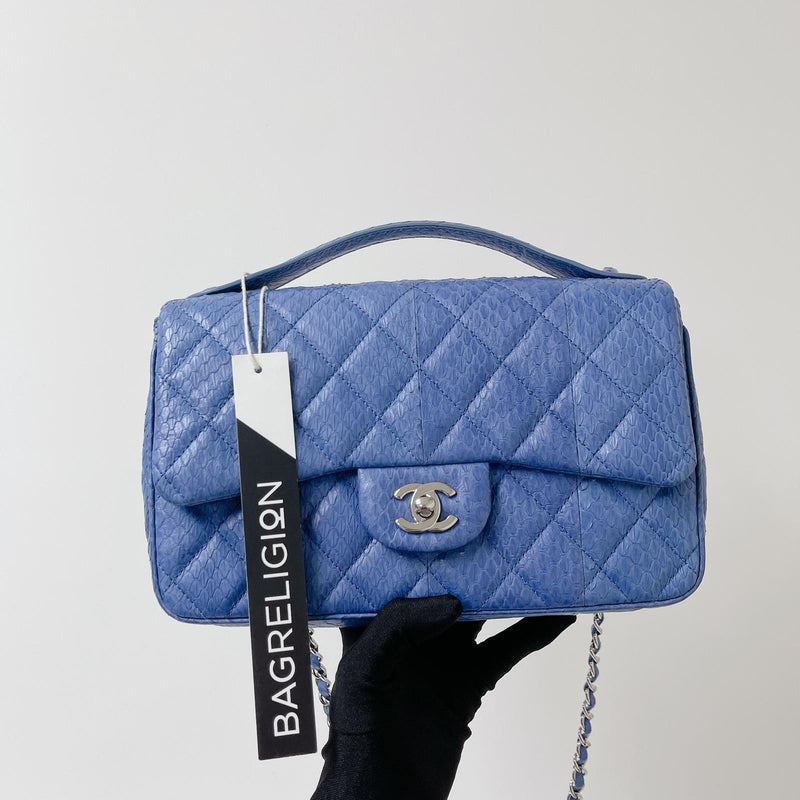 Easy Carry Medium Snakeskin Flap Blue