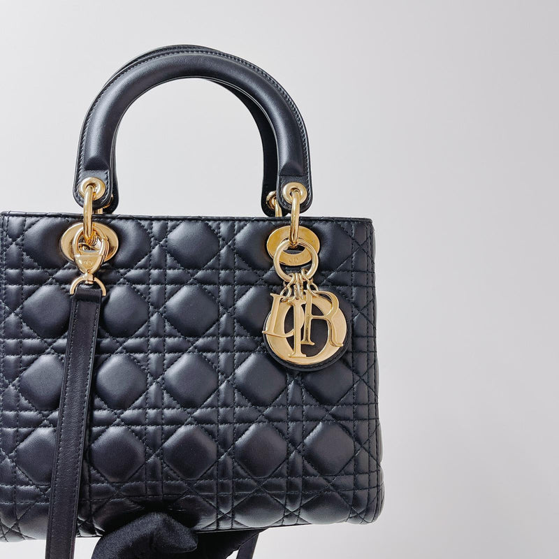 Lady Dior Lambskin Medium Black GHW