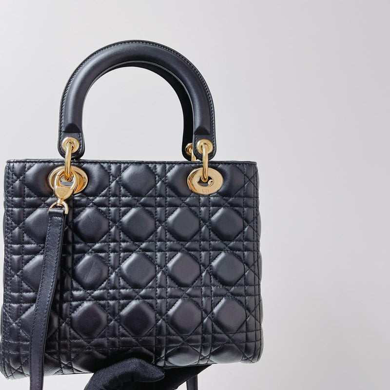 Lady Dior Lambskin Medium Black GHW