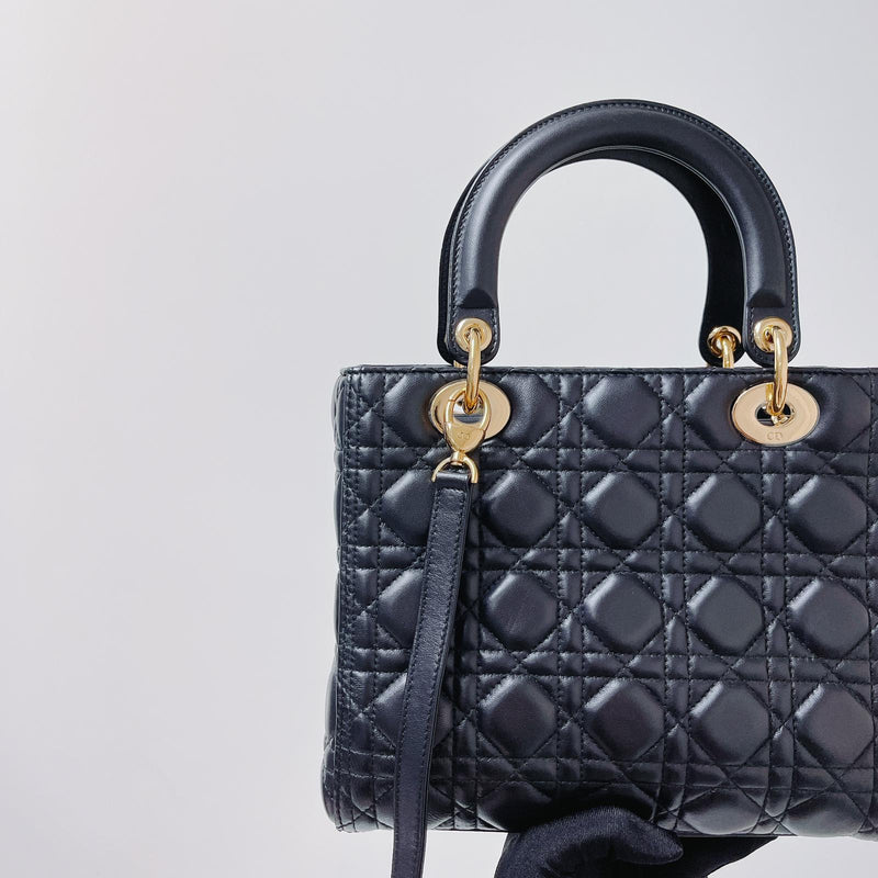 Lady Dior Lambskin Medium Black GHW