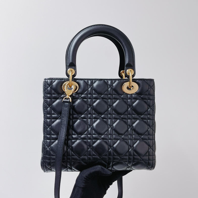 Lady Dior Lambskin Medium Black GHW