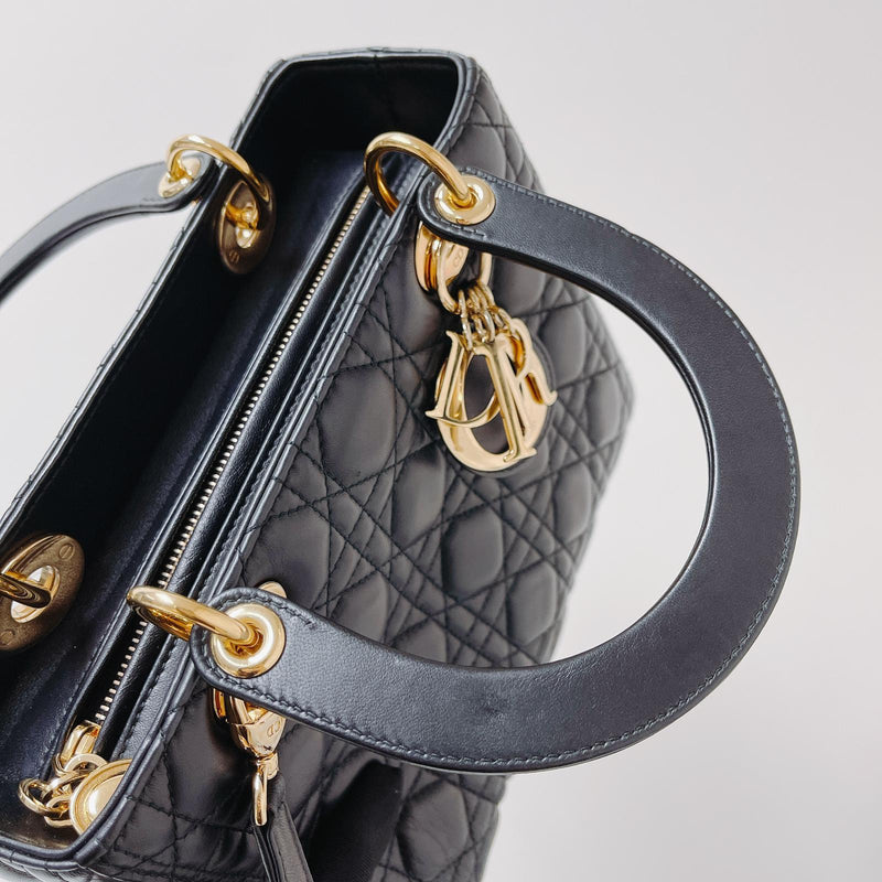 Lady Dior Lambskin Medium Black GHW