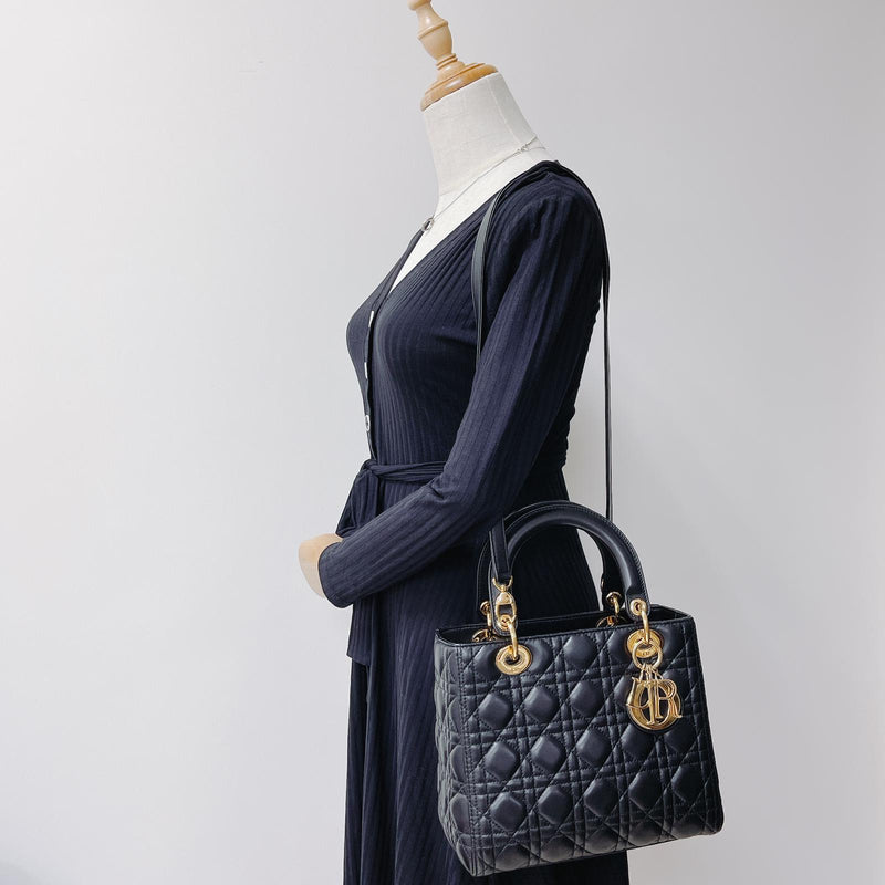 Lady Dior Lambskin Medium Black GHW