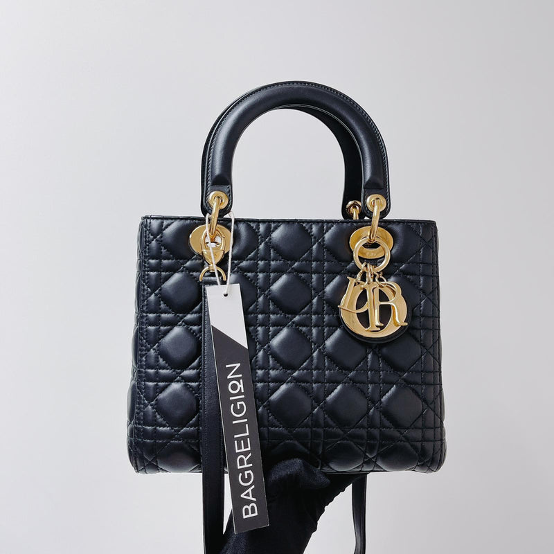 Lady Dior Lambskin Medium Black GHW