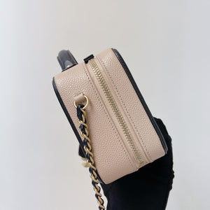 Filigree Vanity Case Caviar Small Beige/Black GHW