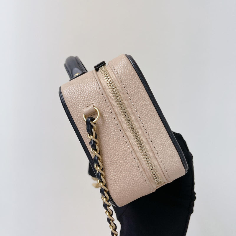 Filigree Vanity Case Caviar Small Beige/Black GHW