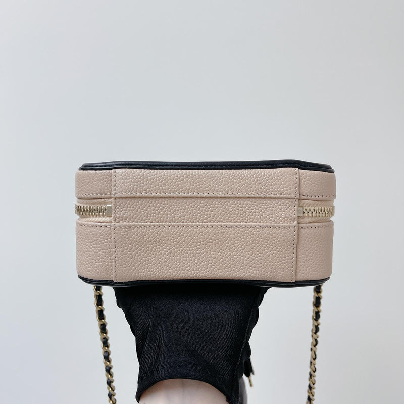 Filigree Vanity Case Caviar Small Beige/Black GHW