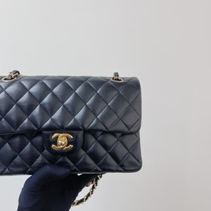 Classic Double Flap Lambskin Small in Black GHW