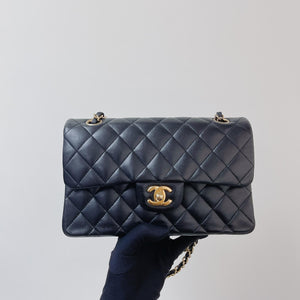 Classic Double Flap Lambskin Small in Black GHW
