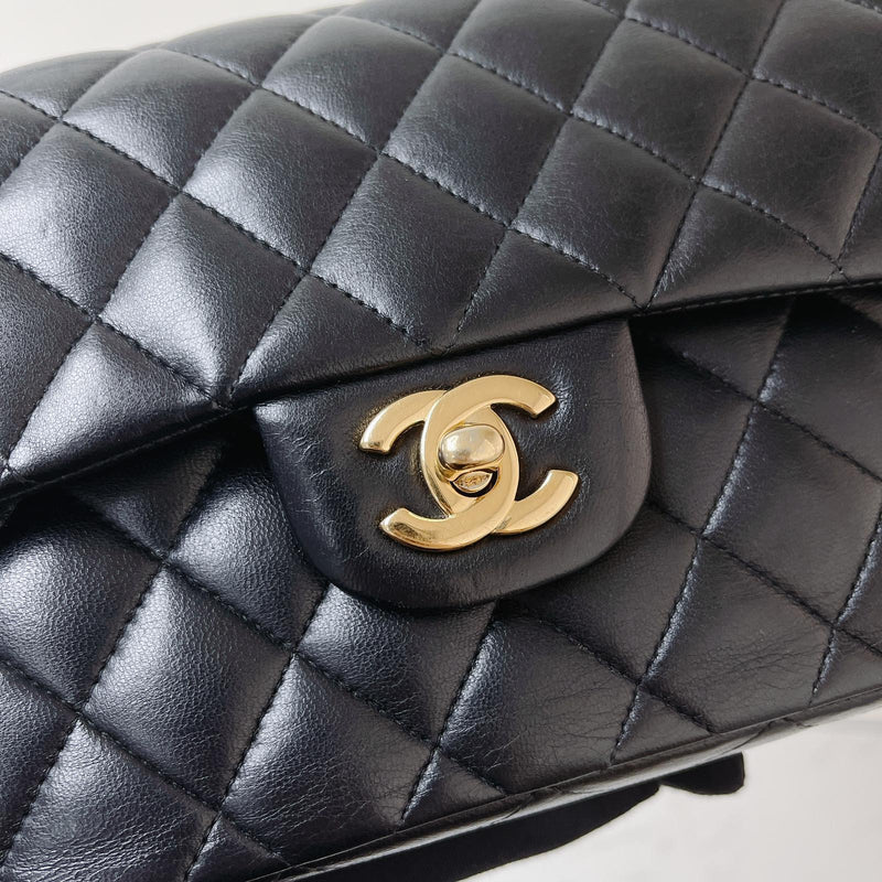 Classic Double Flap Lambskin Small in Black GHW