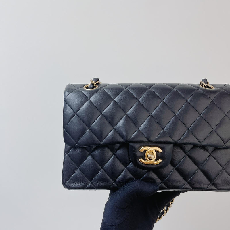 Classic Double Flap Lambskin Small in Black GHW