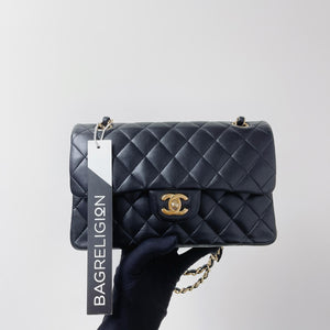 Classic Double Flap Lambskin Small in Black GHW