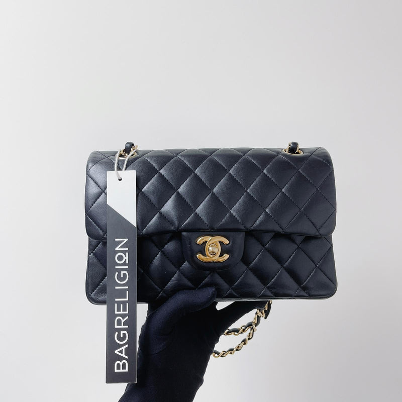 Classic Double Flap Lambskin Small in Black GHW