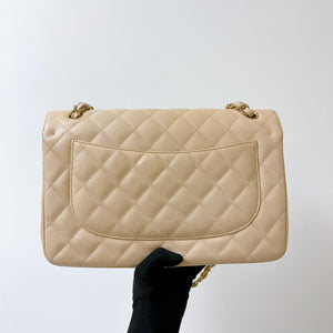 Double Flap Jumbo Caviar Beige GHW