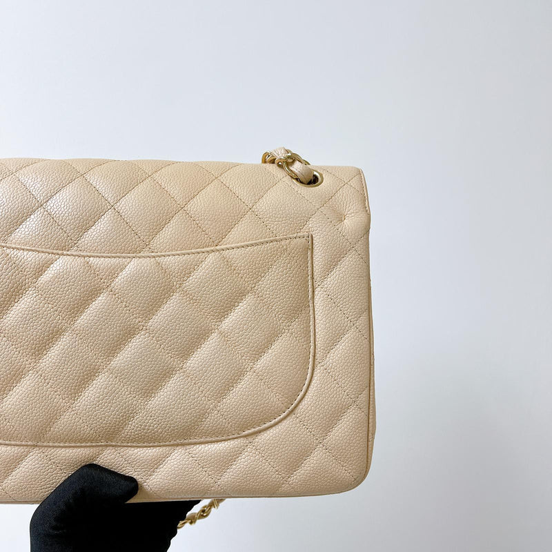 Double Flap Jumbo Caviar Beige GHW