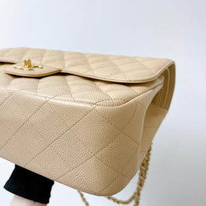 Double Flap Jumbo Caviar Beige GHW