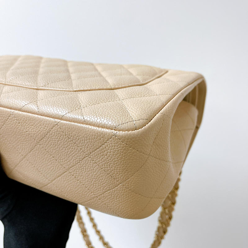 Double Flap Jumbo Caviar Beige GHW