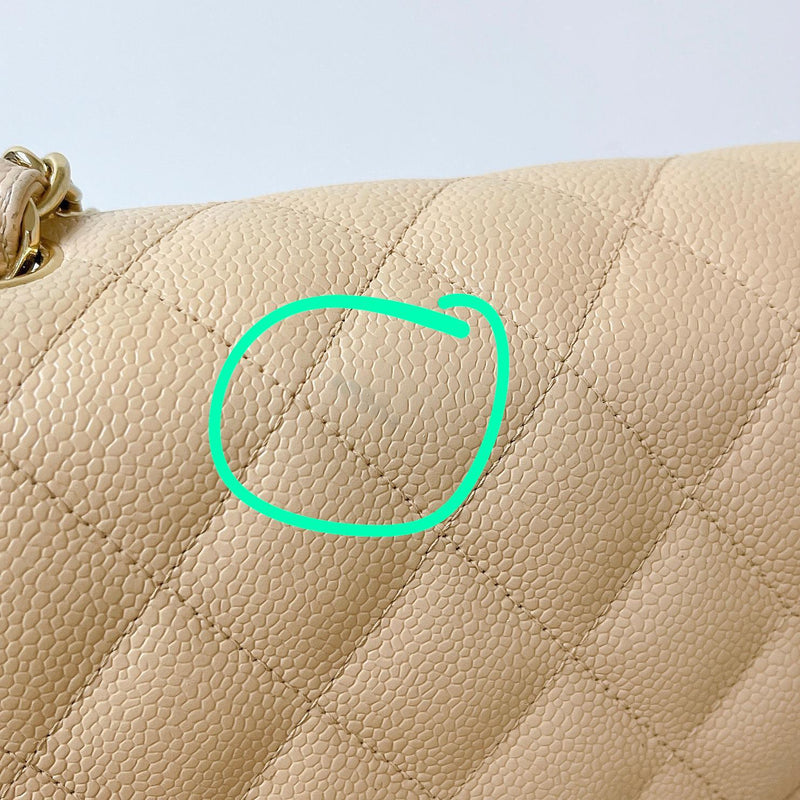 Double Flap Jumbo Caviar Beige GHW