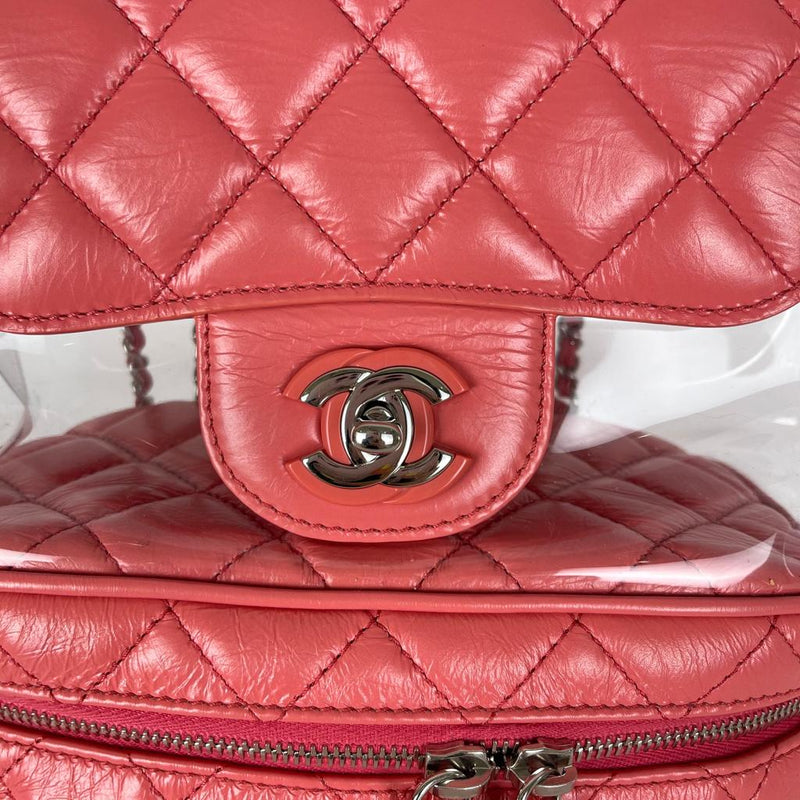 Pink Crinkled Leather and PVC Vanity Bag | Bag Religion