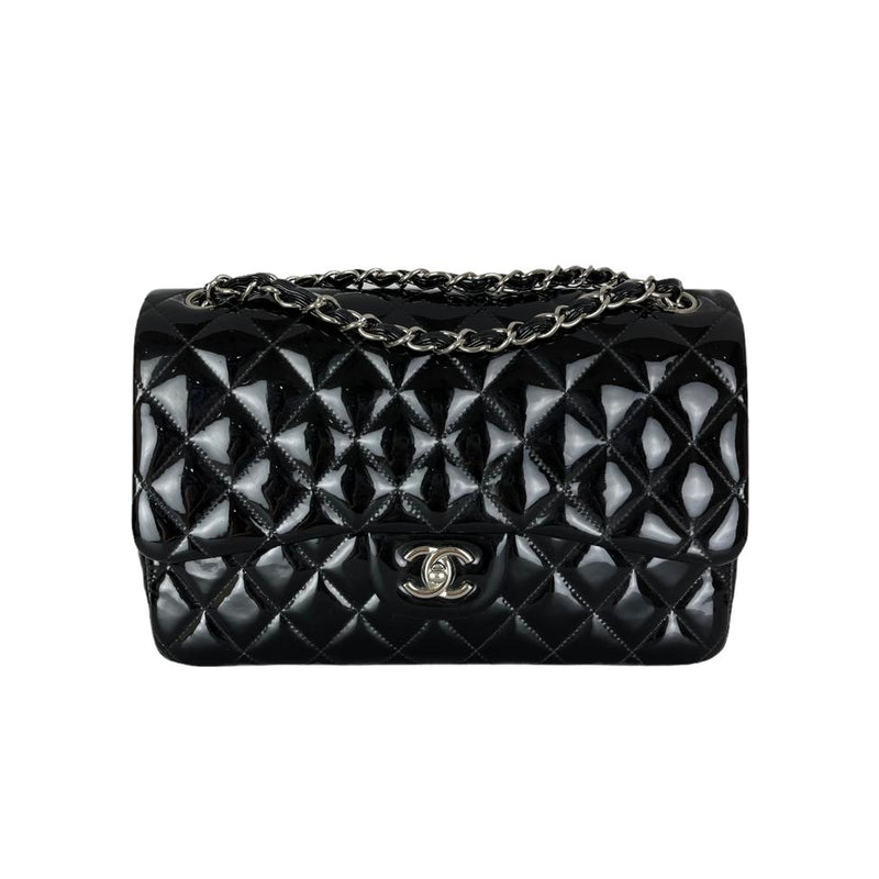 Double Flap Jumbo Quilted Patent in Black SHW
