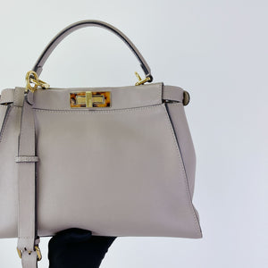 Peekaboo Leather Medium Grey Tortoiseshell